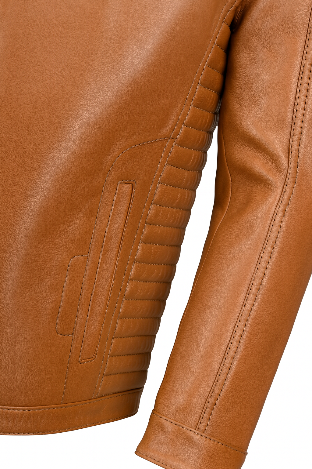 Axis Moto Café Racer close-up in tan lamb leather.
