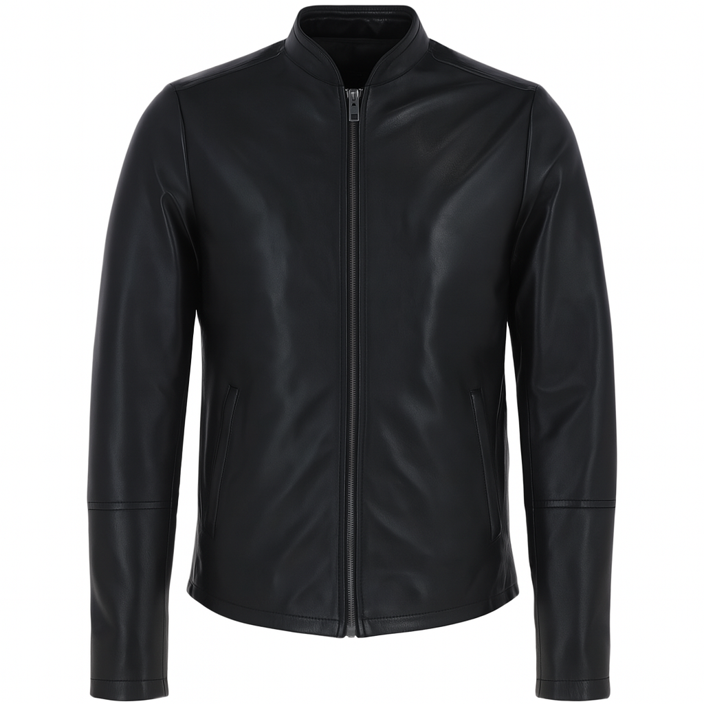SlateEdge Men’s Lambskin Urban Jacket, front view, sleek minimalist design.