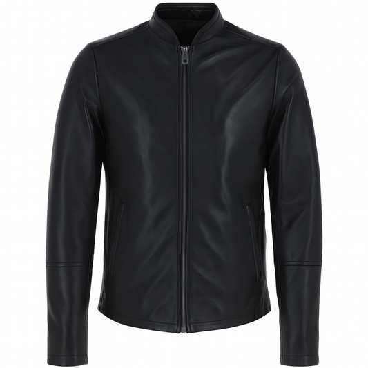 SlateEdge Men’s Lambskin Urban Jacket, front view, sleek minimalist design.