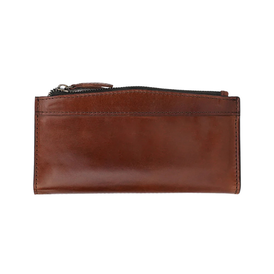 Cow leather zip wallet with brass hardware and 20+ card slots