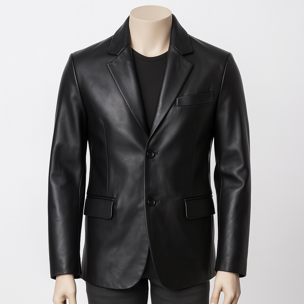 Black Leather Blazer Front view