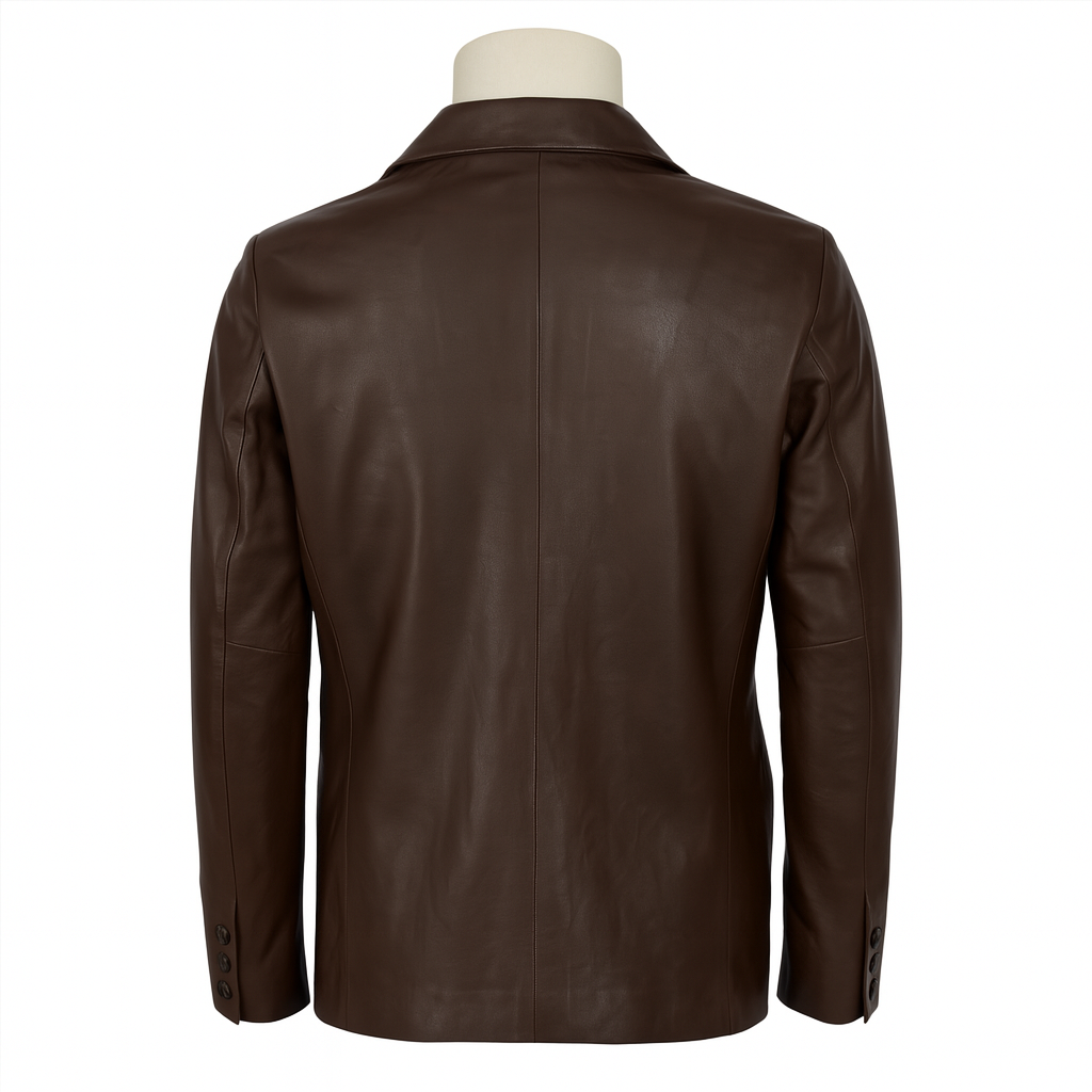 Brown Leather Blazer - Back view