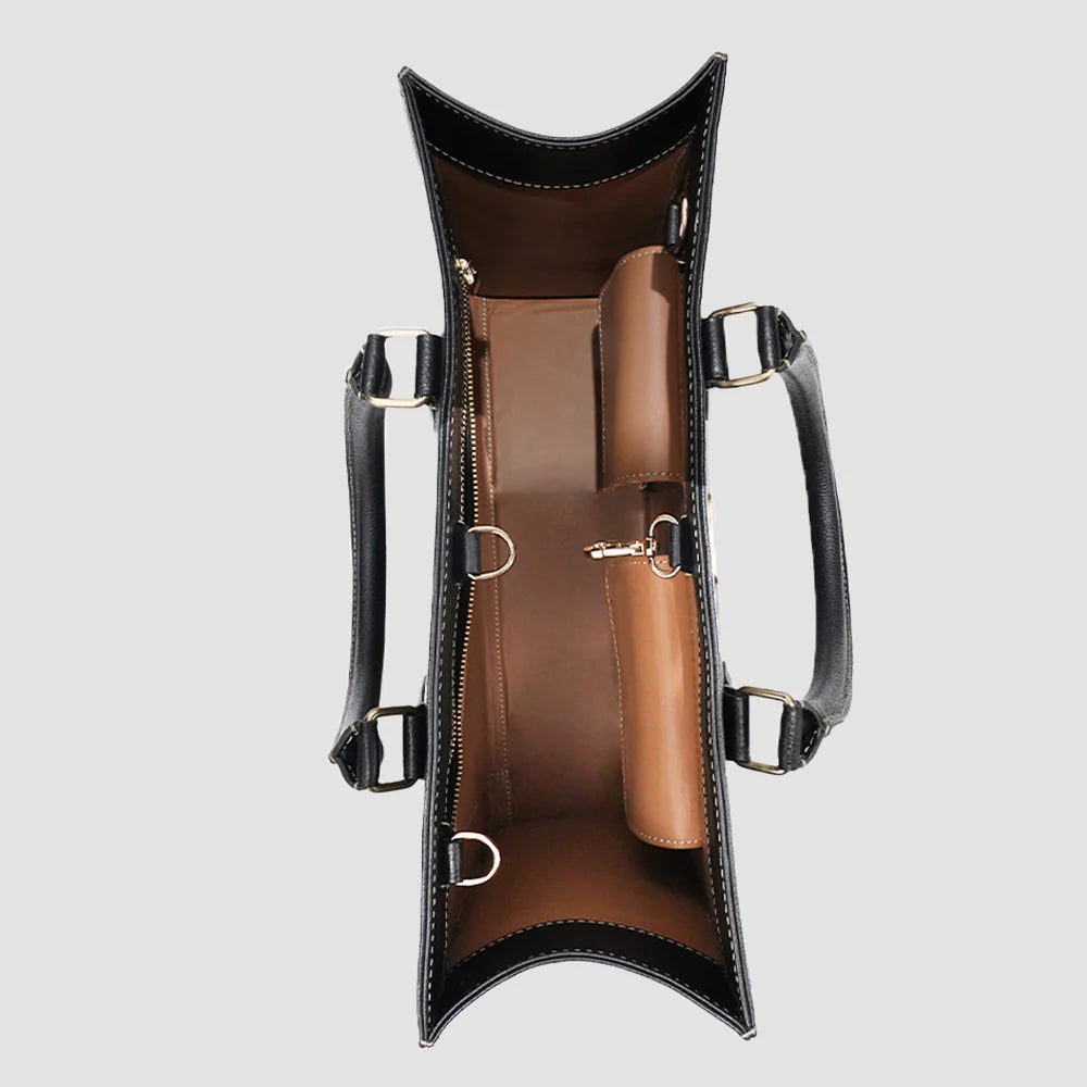 Top view of MetroForm Luxe Tote showing spacious interior.